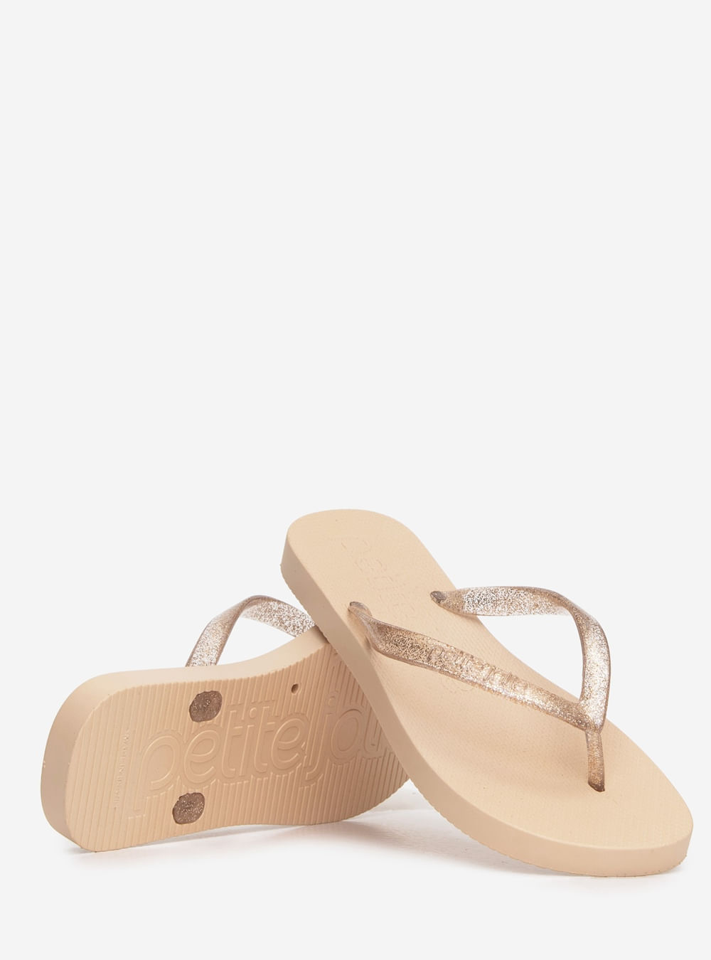 Chinelo Petite Jolie Fresh Glitter Ouro Light/Areia PJ6901II