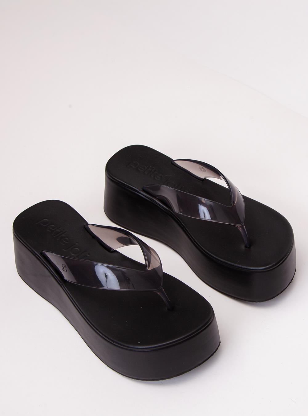 Chinelo Petite Jolie Plus II Preto Translúcido/Preto PJ7703