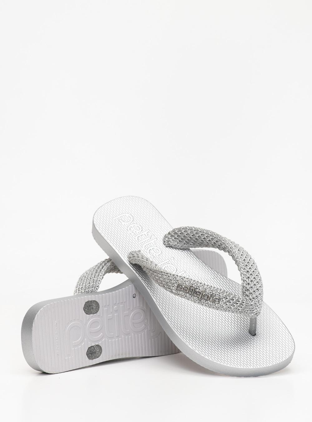 Chinelo Petite Jolie Fresh Crochê Lurex Prata/Ice PJ7787