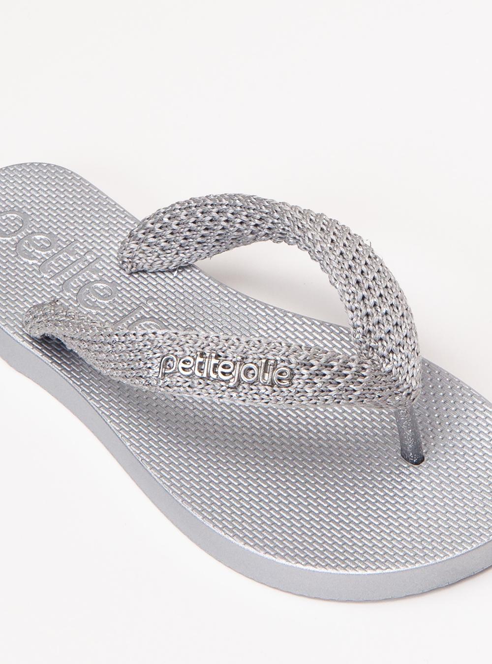 Chinelo Petite Jolie Fresh Crochê Lurex Prata/Ice PJ7787
