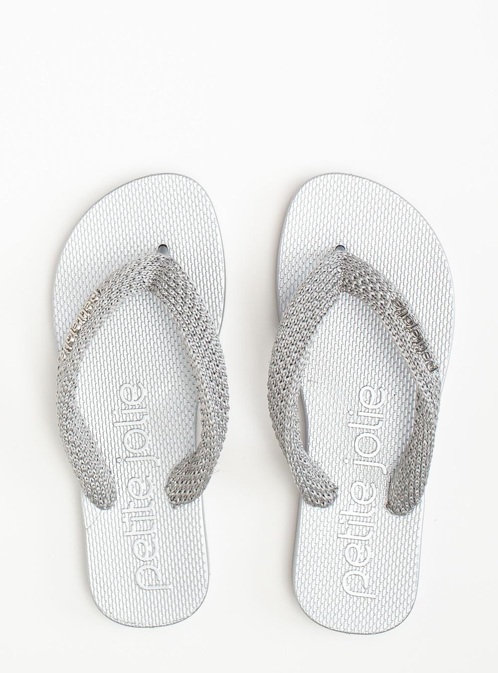 Chinelo Petite Jolie Fresh Crochê Lurex Prata/Ice PJ7787