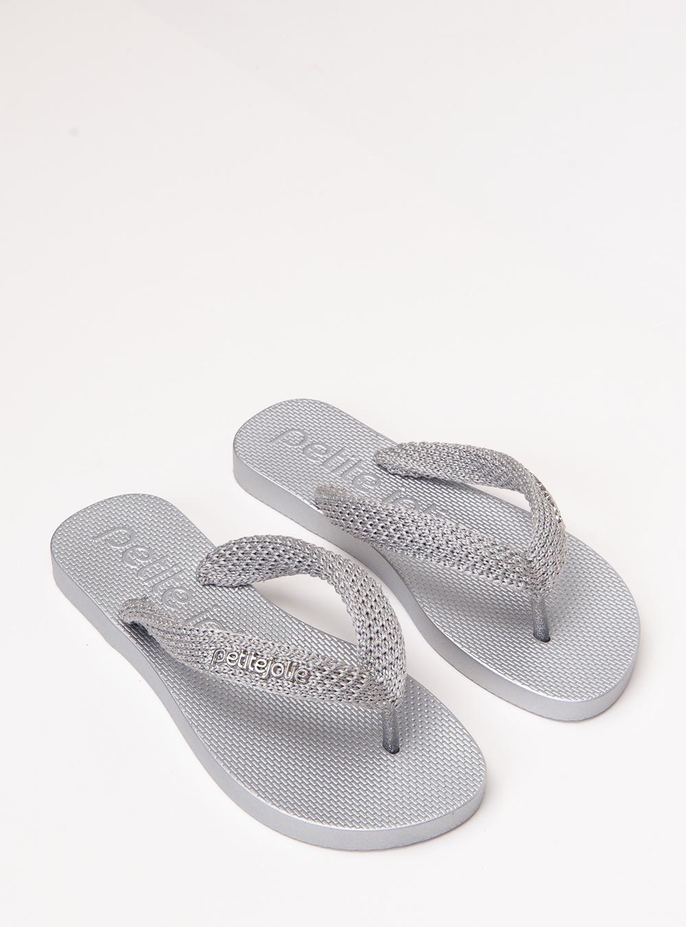 Chinelo Petite Jolie Fresh Crochê Lurex Prata/Ice PJ7787