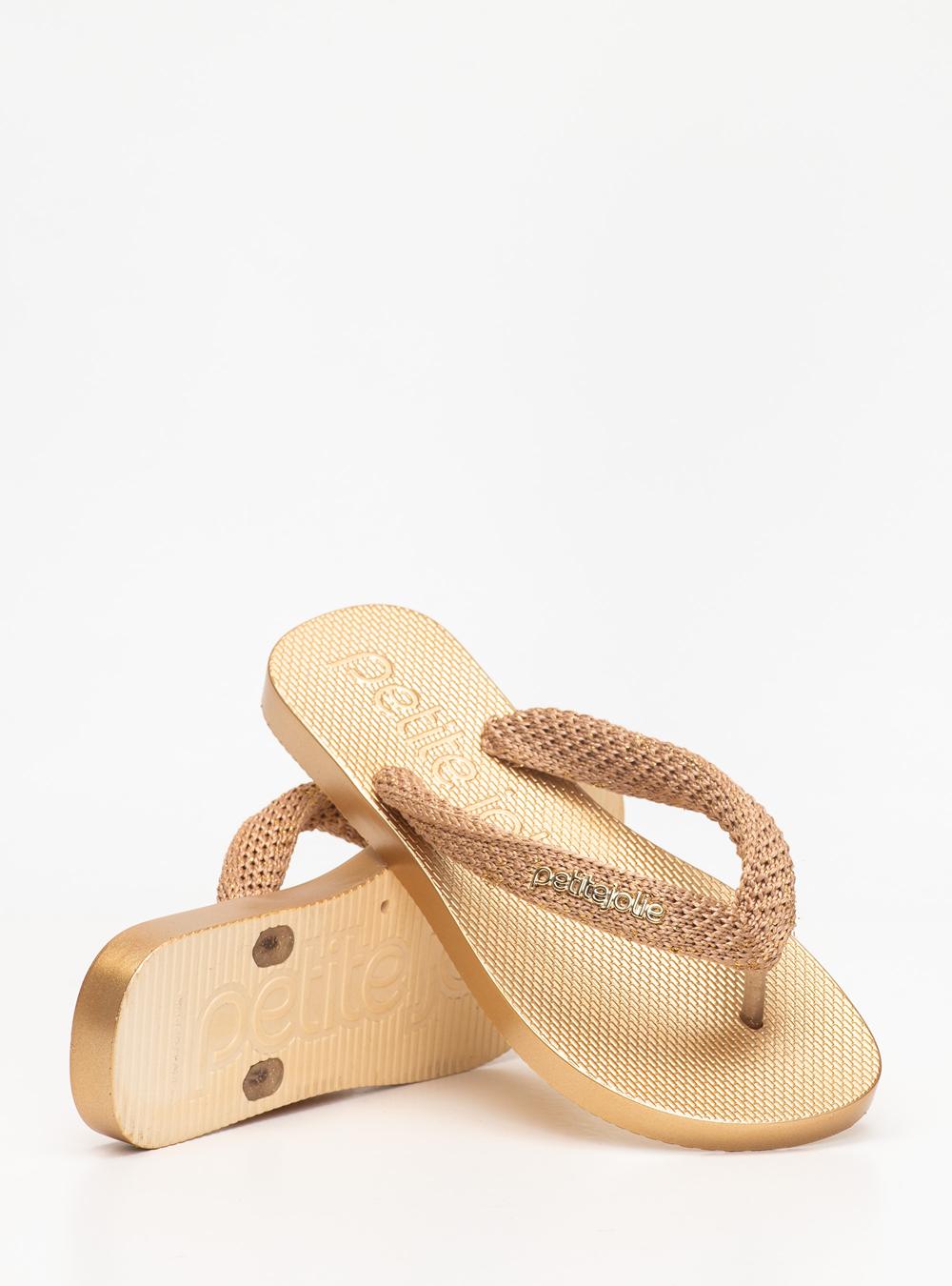 Chinelo Petite Jolie Fresh Crochê Lurex Ouro Light PJ7787