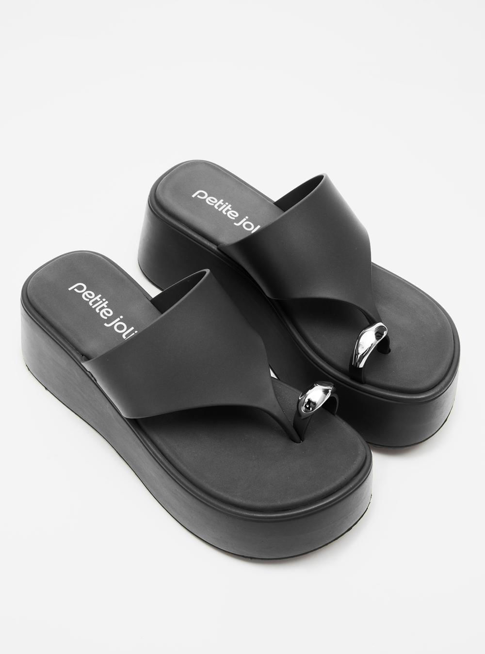 Chinelo Petite Jolie Ring Flatform Preto PJ7866